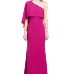 VINCE CAMUTO One Shoulder Asymmetrical Caplet Gown